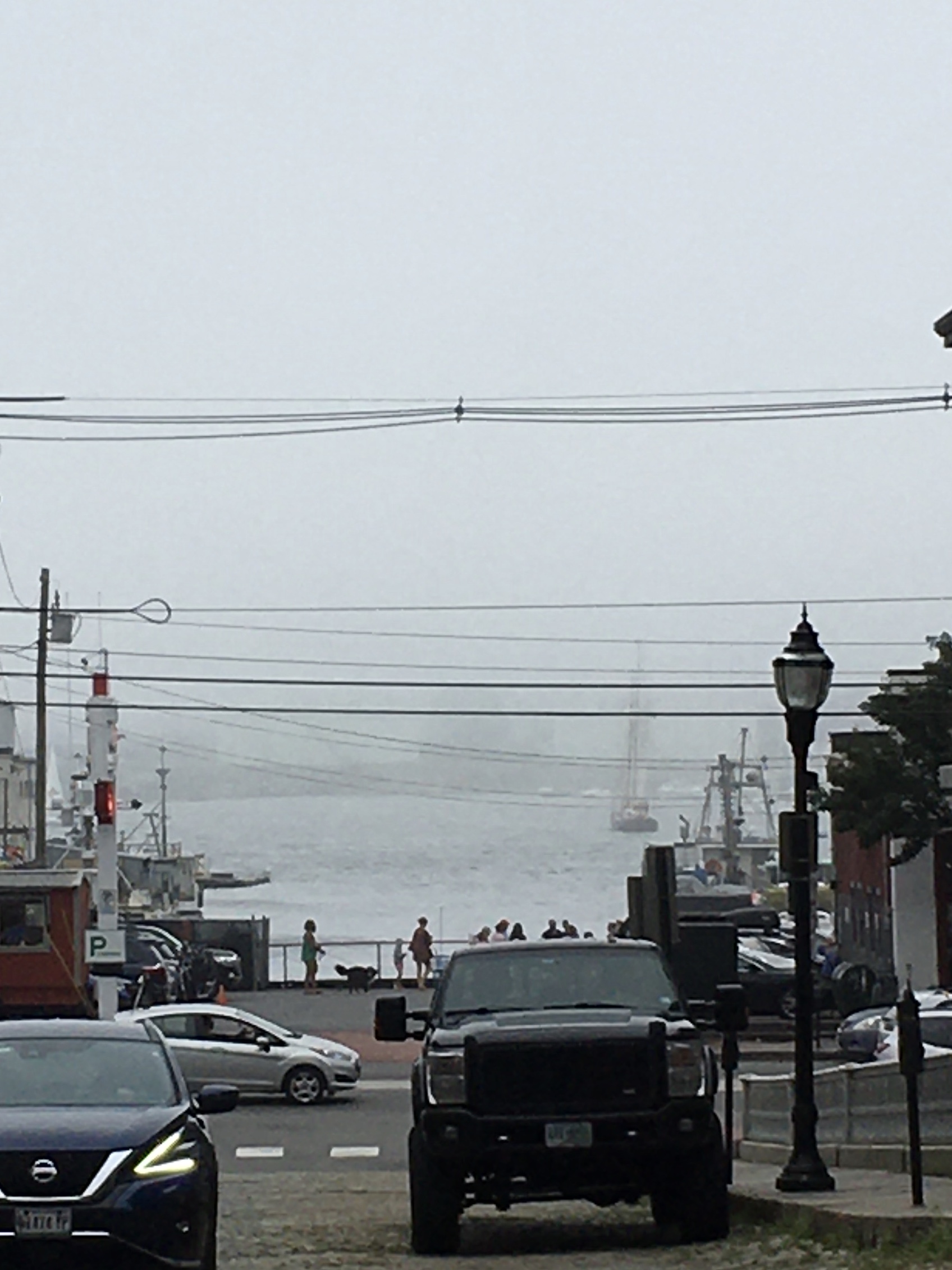 Old Port downtown looking at the Fore River in fog