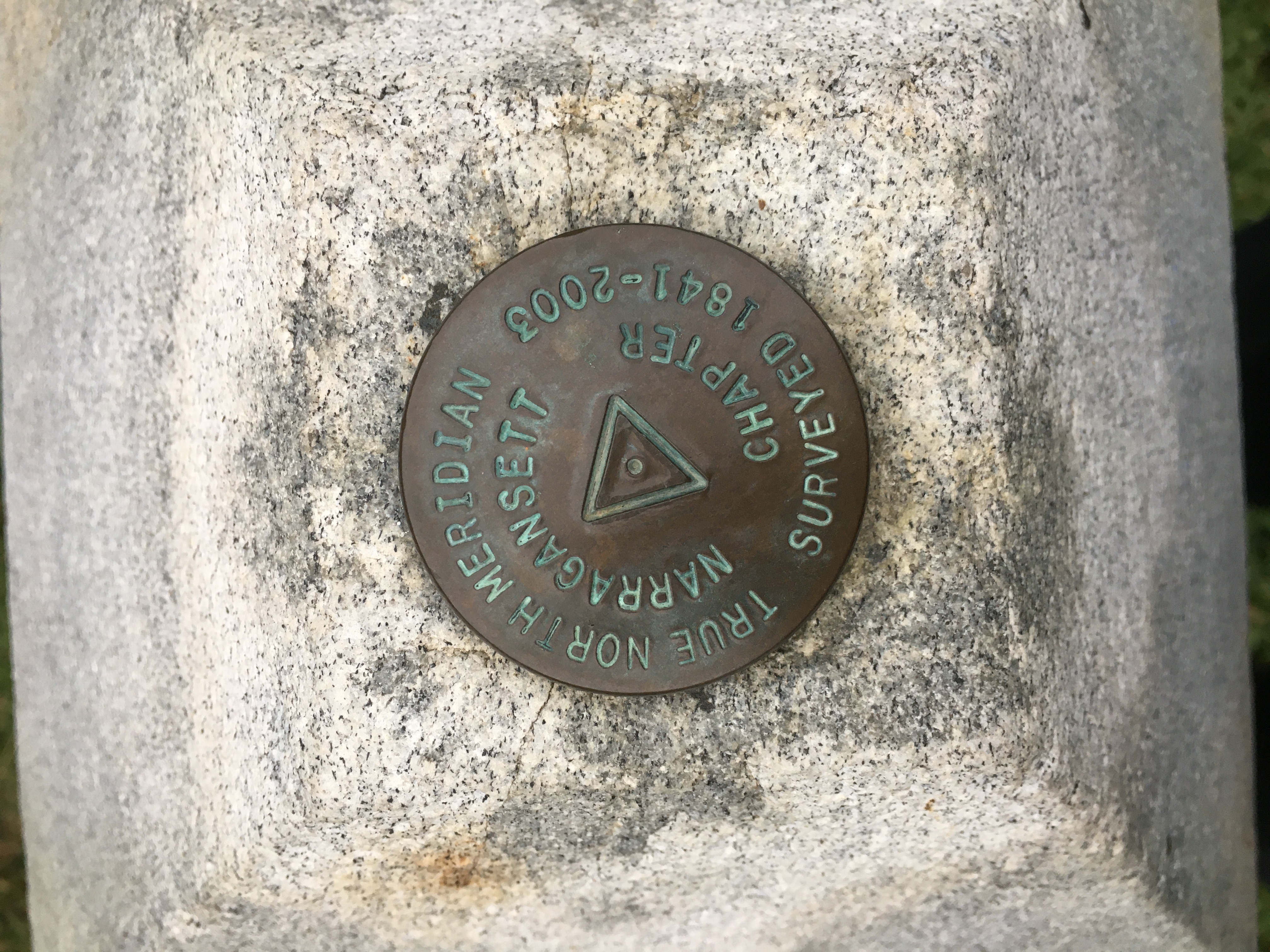 A survey marker marking true north on the meridian from 1841