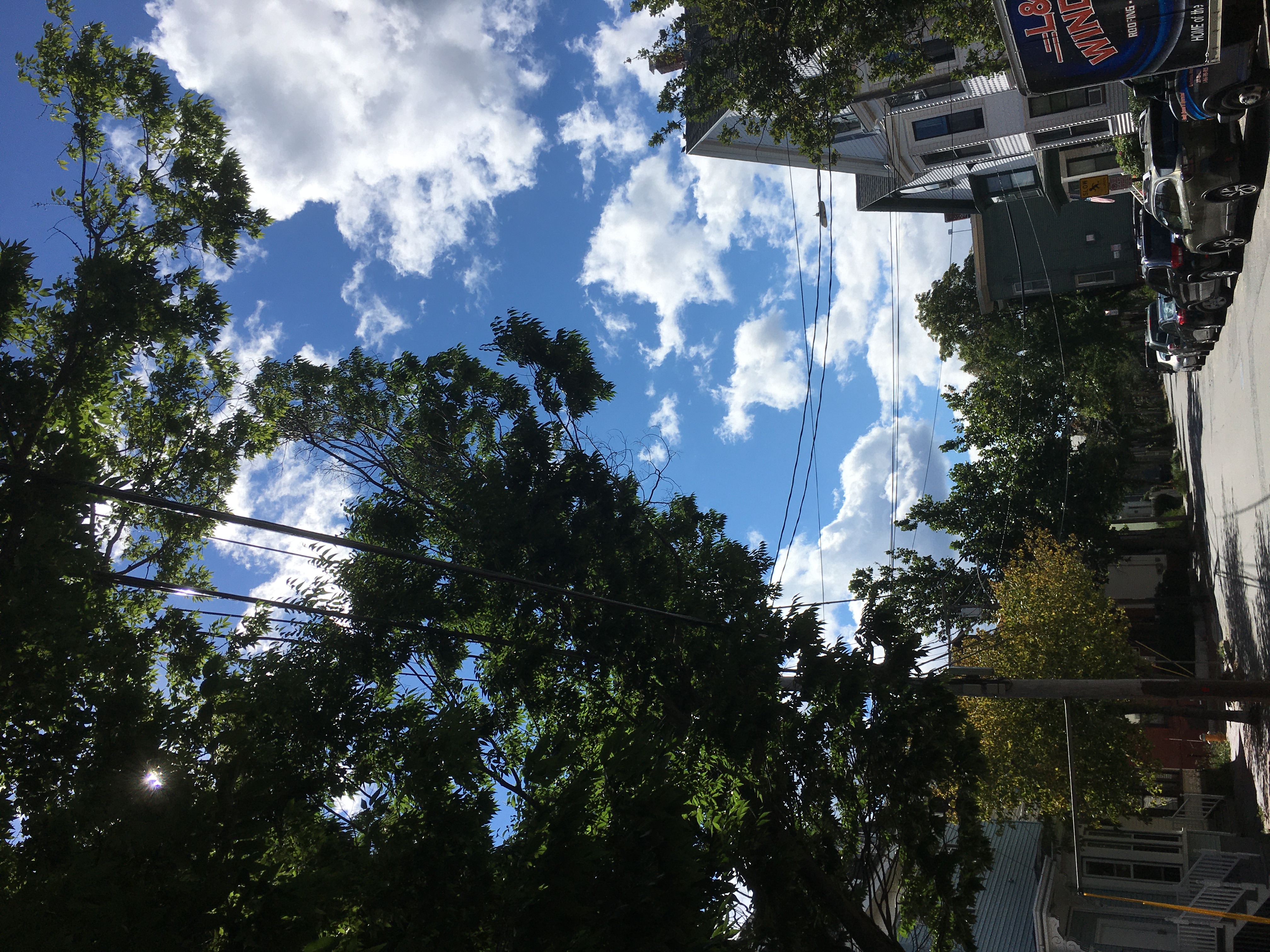 blue skies and clouds
