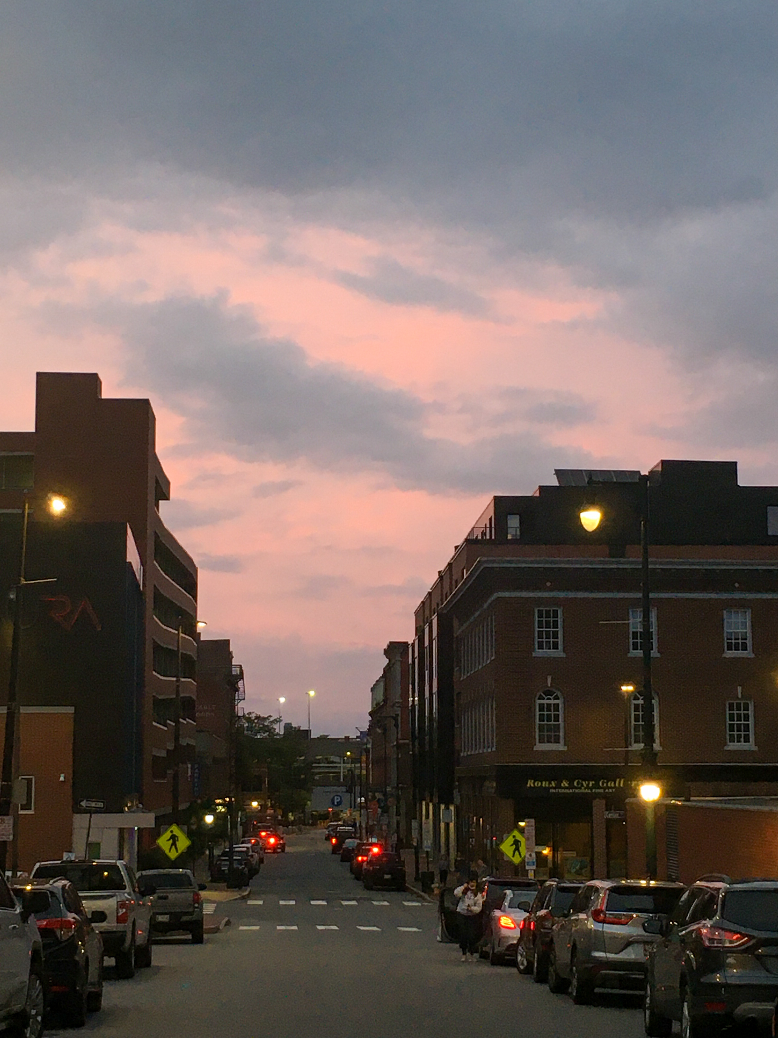 buildings with sunset