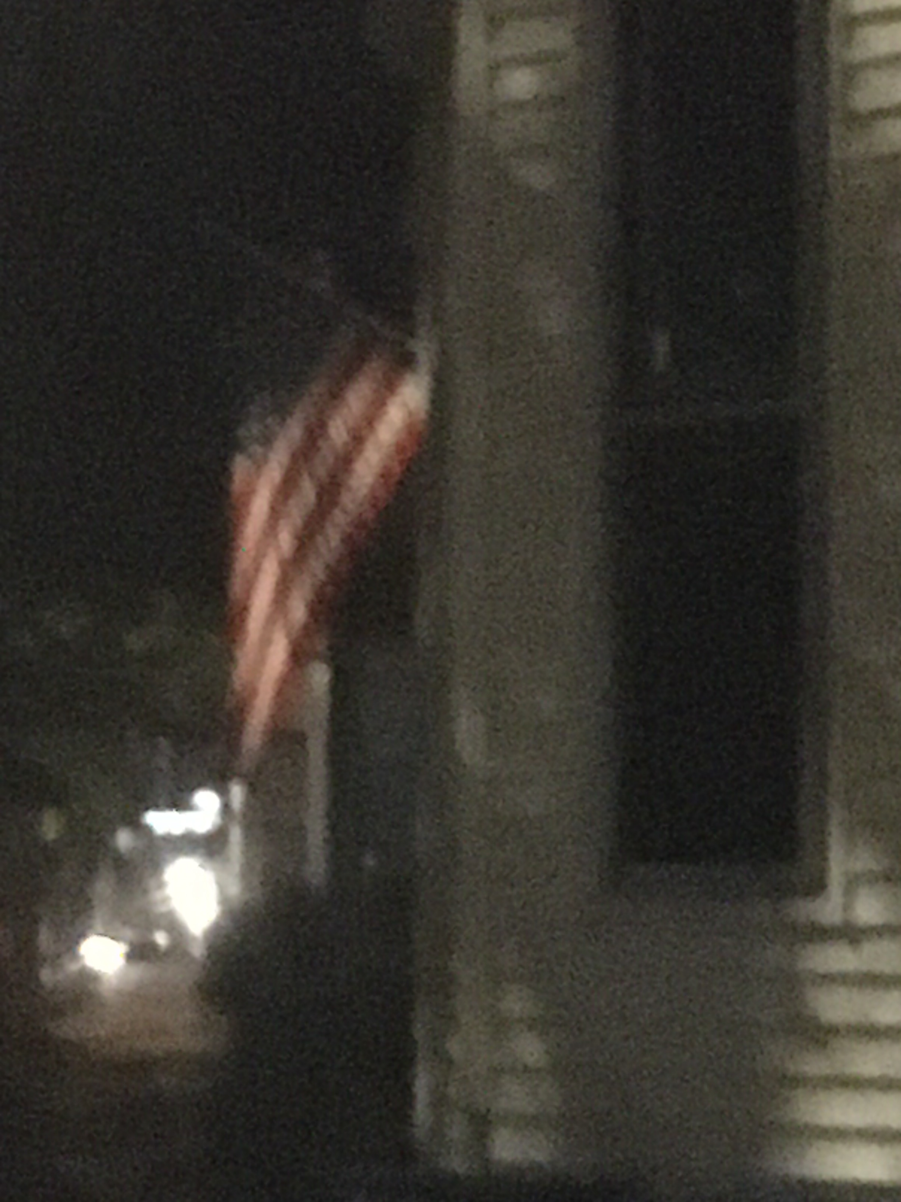 American flag in dim light