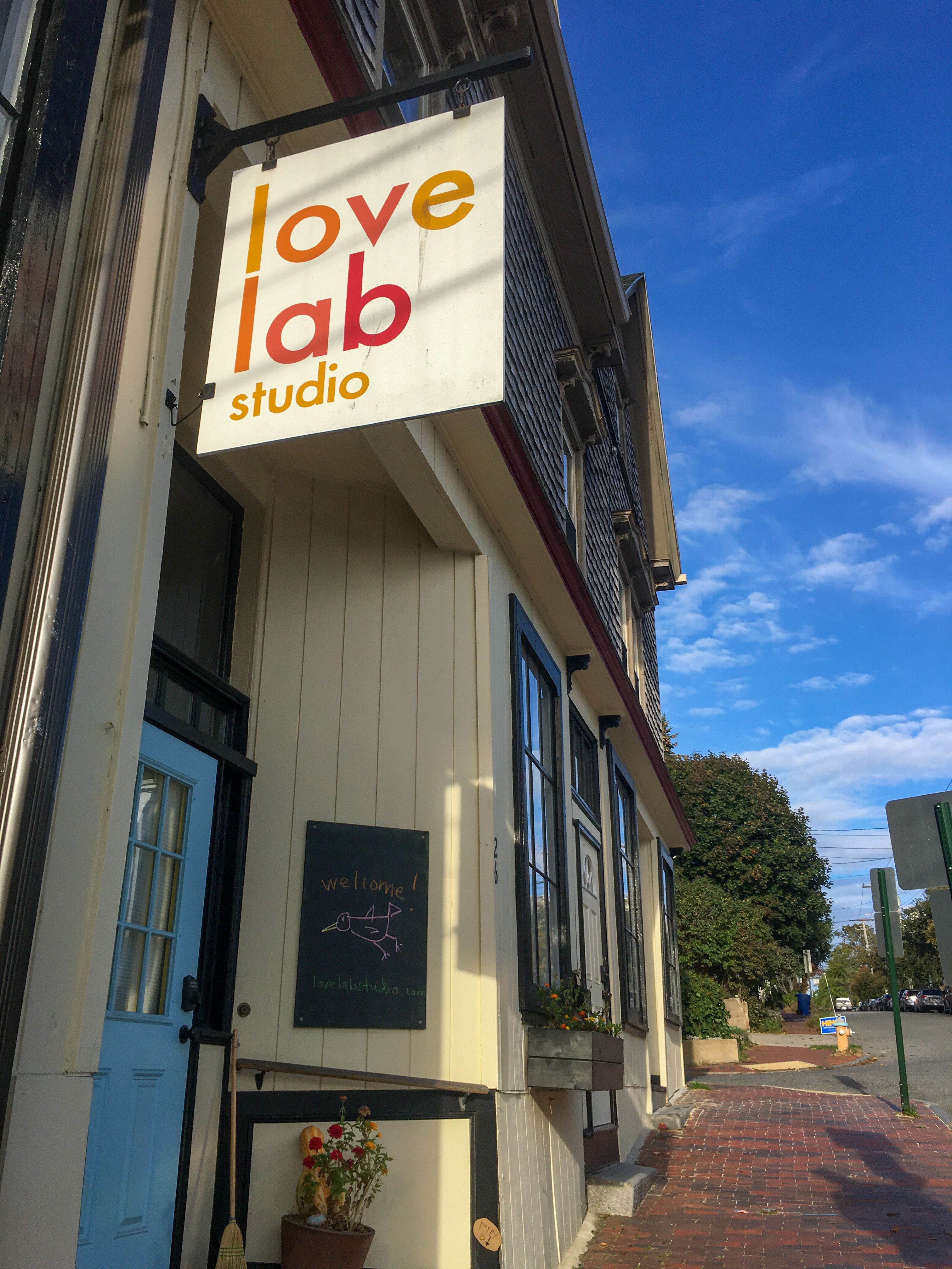 Sign on a building for love lab studio