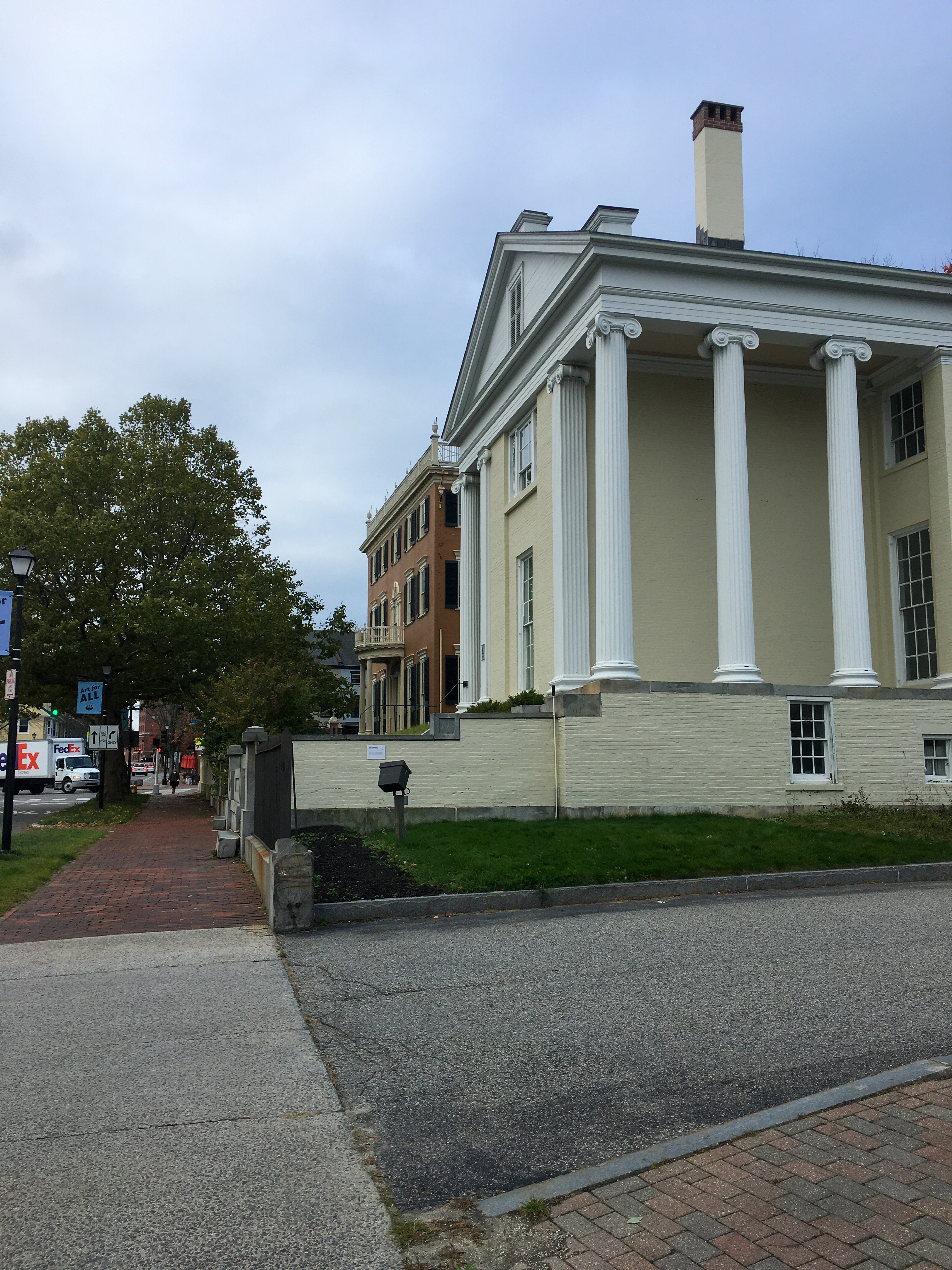 white building with columns