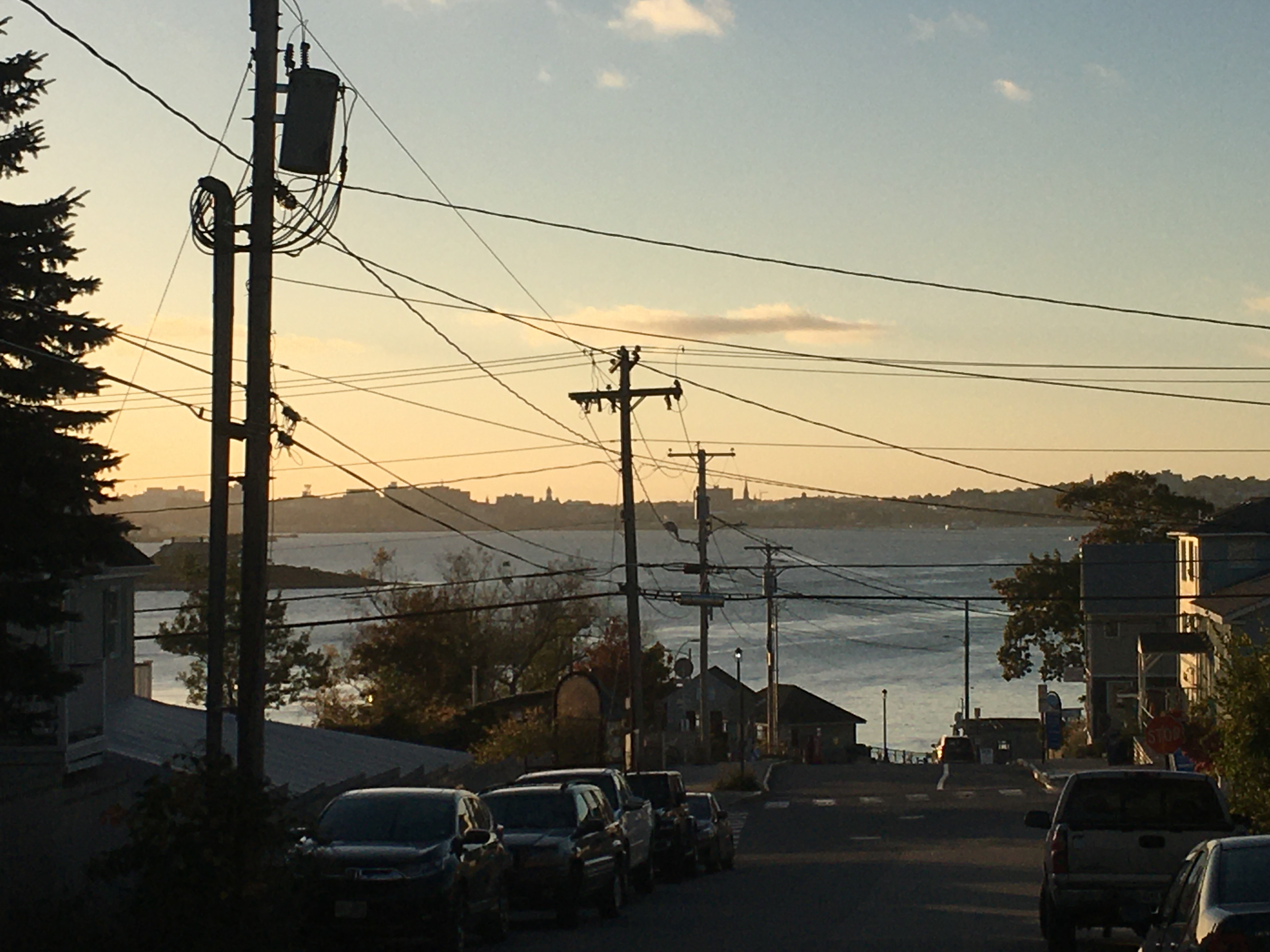 view down to the ferry terminal on Peaks