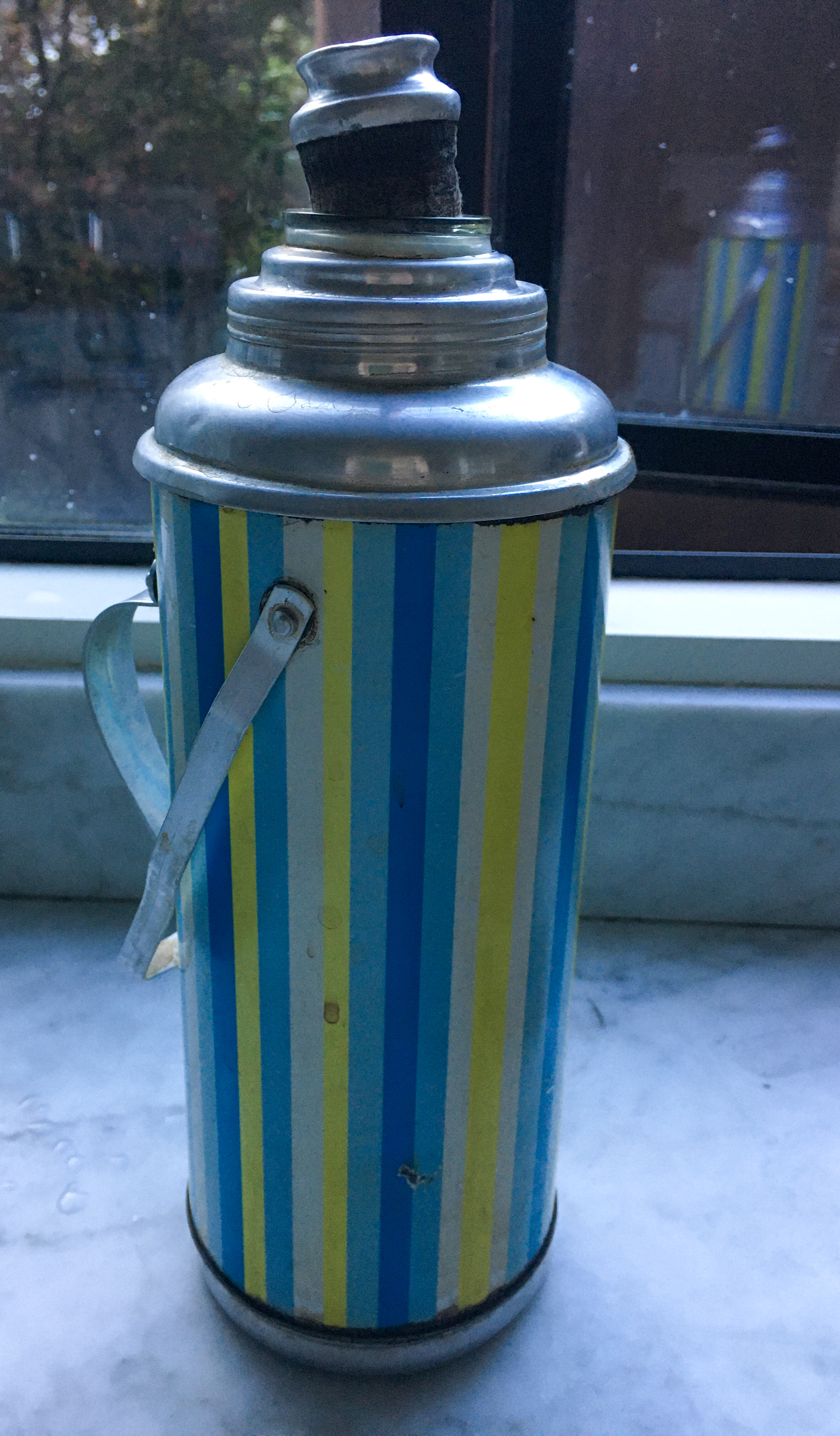 rainbow striped thermos