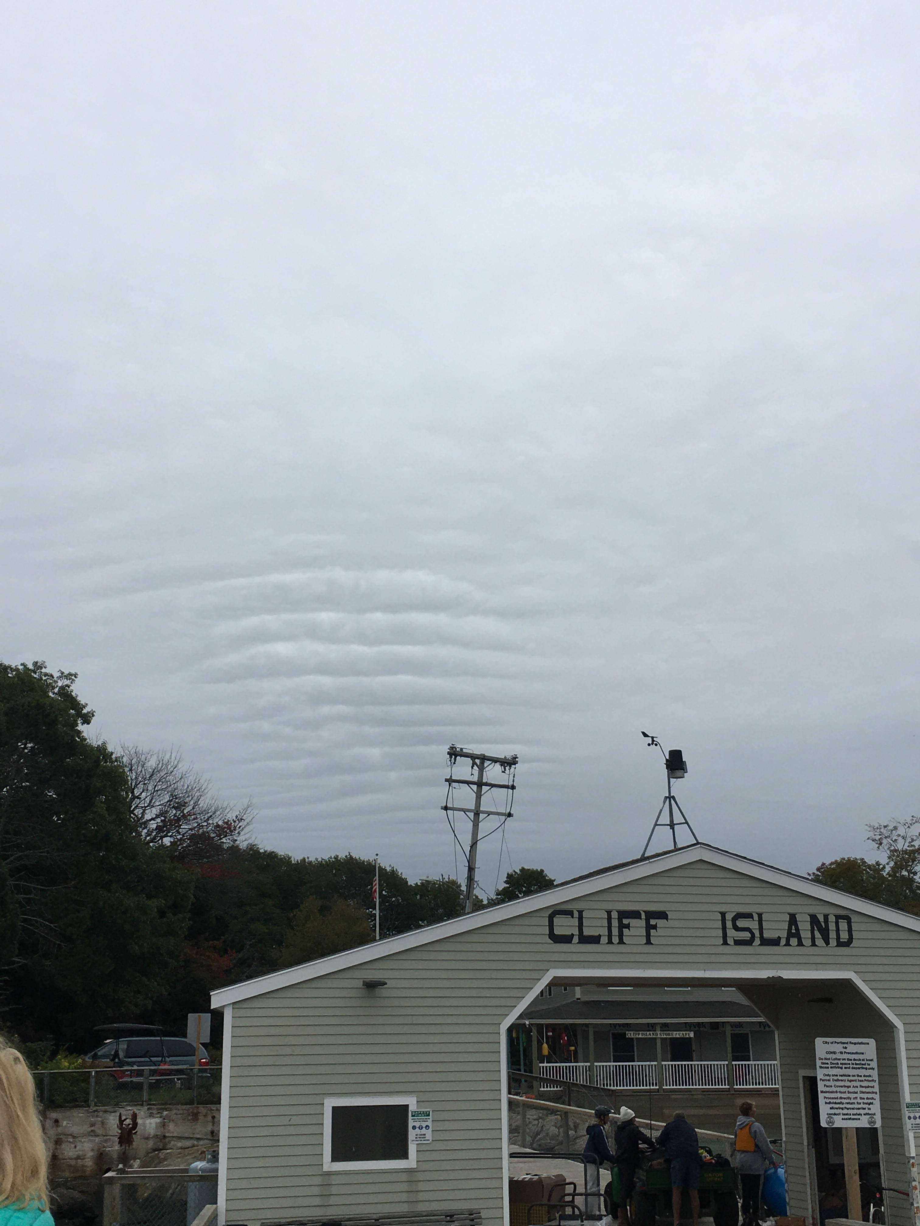 Cliff Island with clouds that look folded