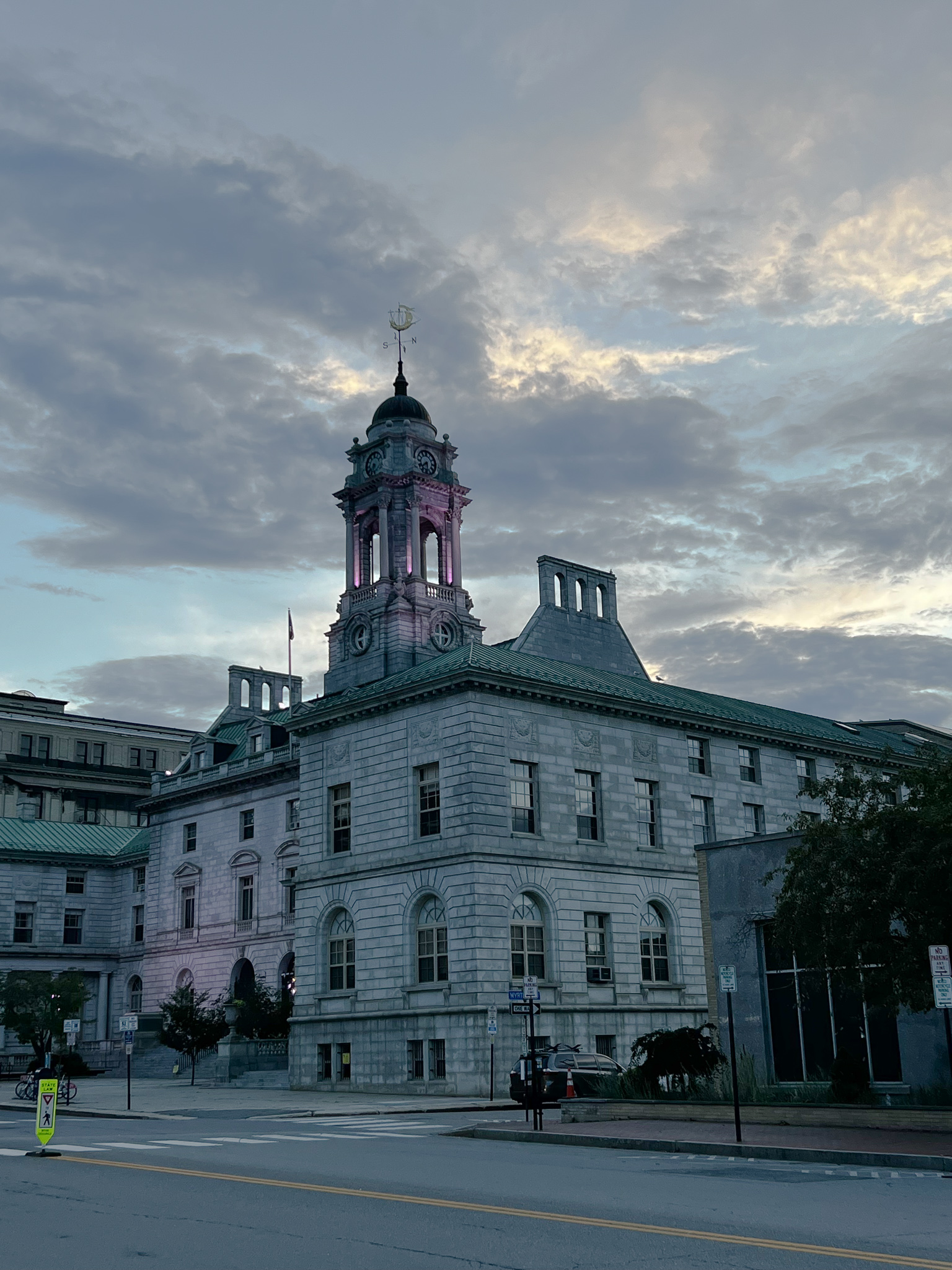 city hall with beautiful clouds