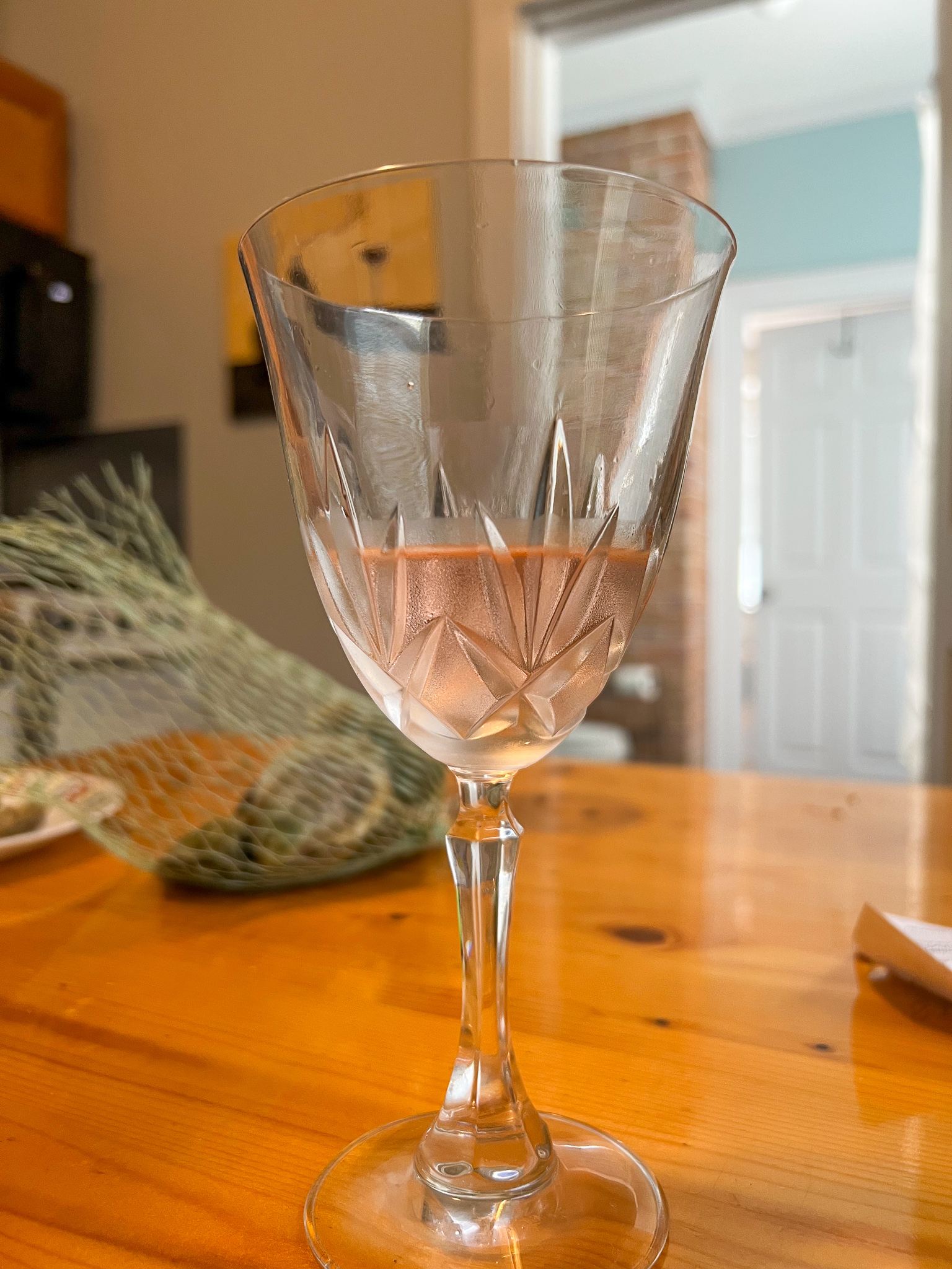 glass of rose in crystal
