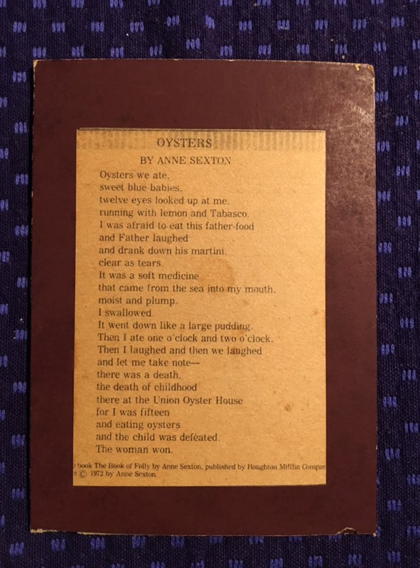 Anne Sexton poem Oysters