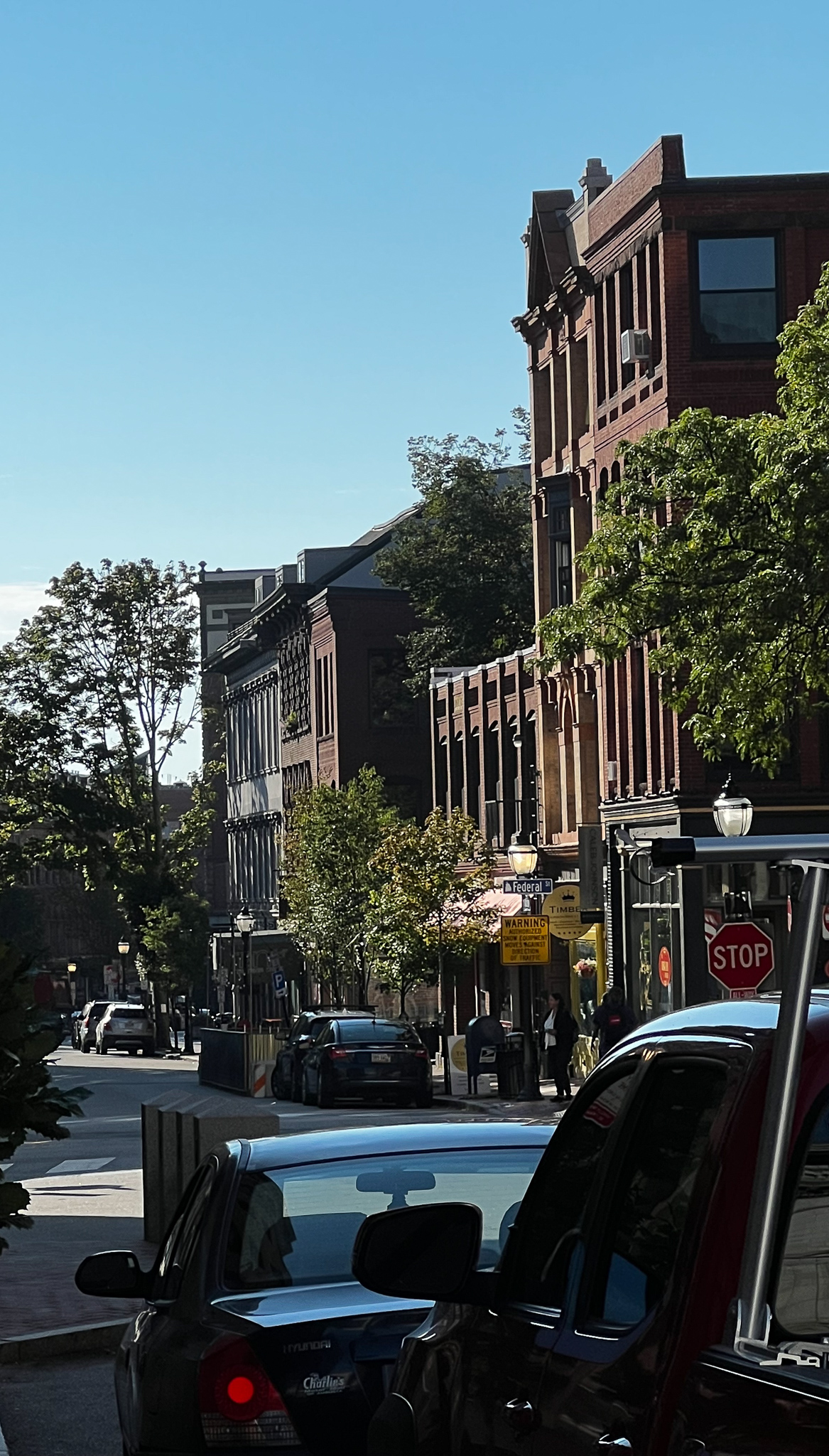 beautiful brick buildings on an old street in Portland Maine