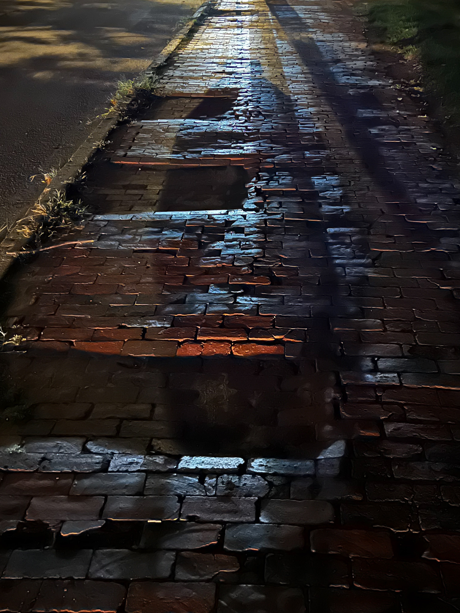 uneven brick sidewalk
