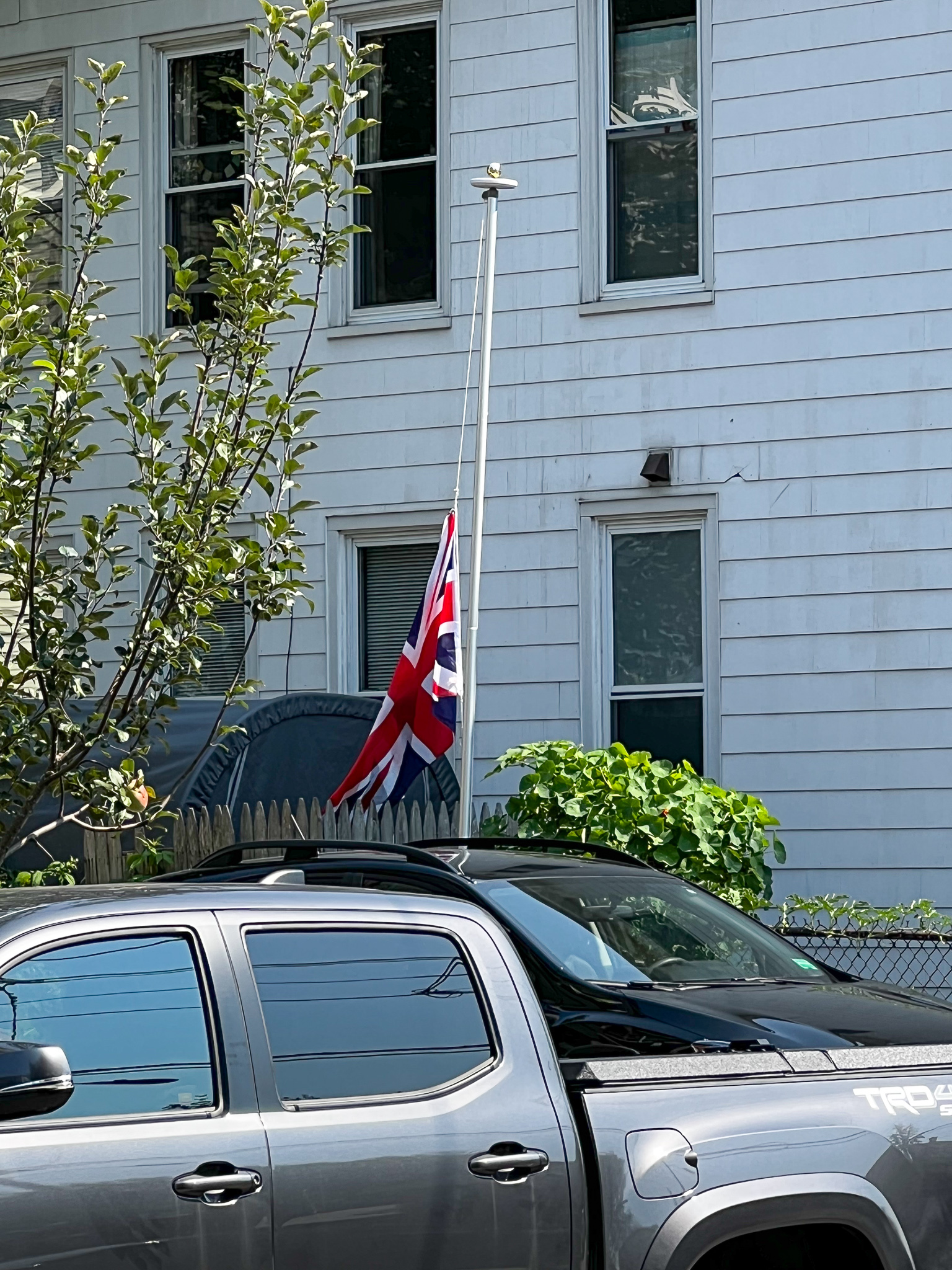 British flag half lowered