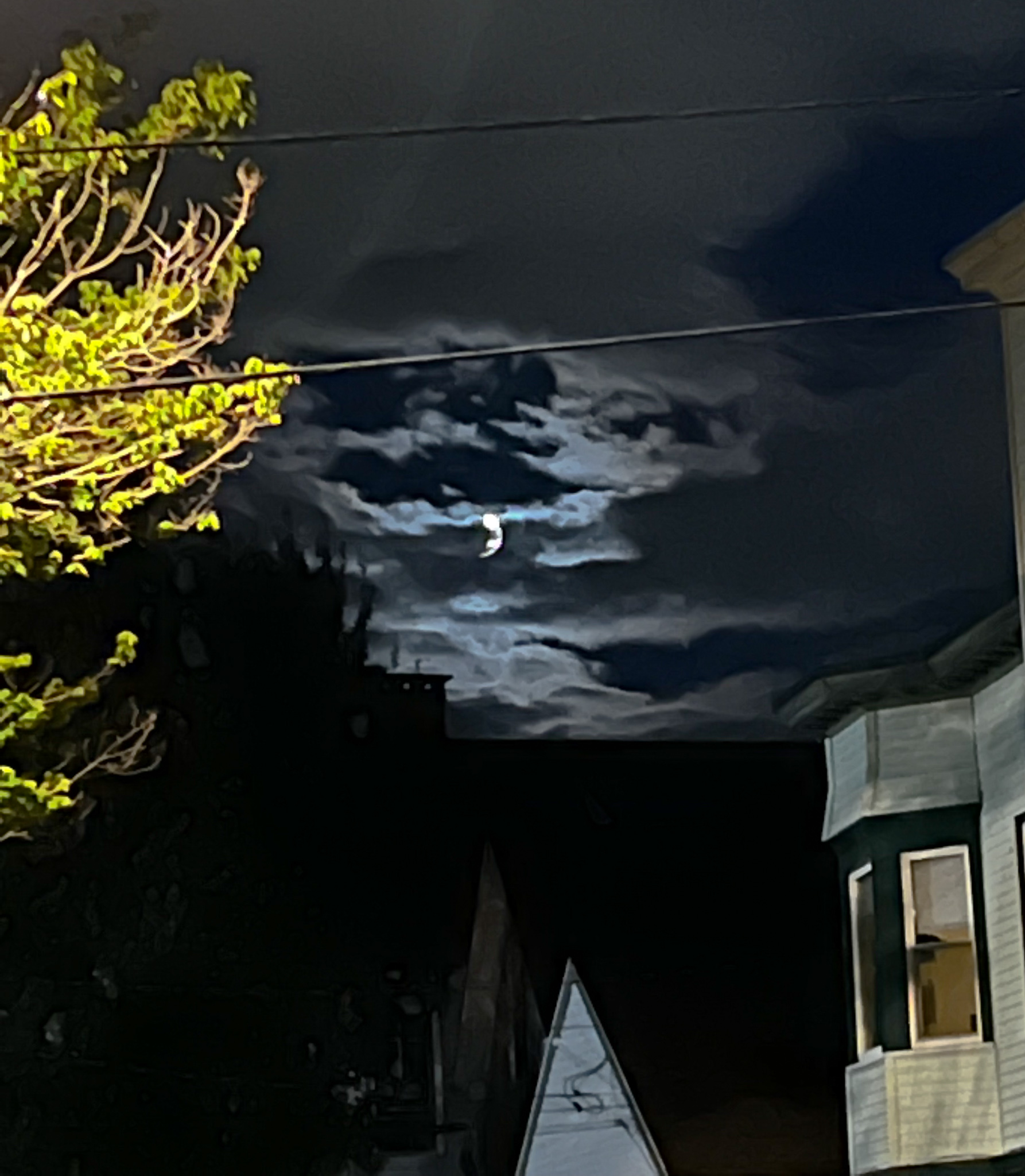 moon playing with clouds