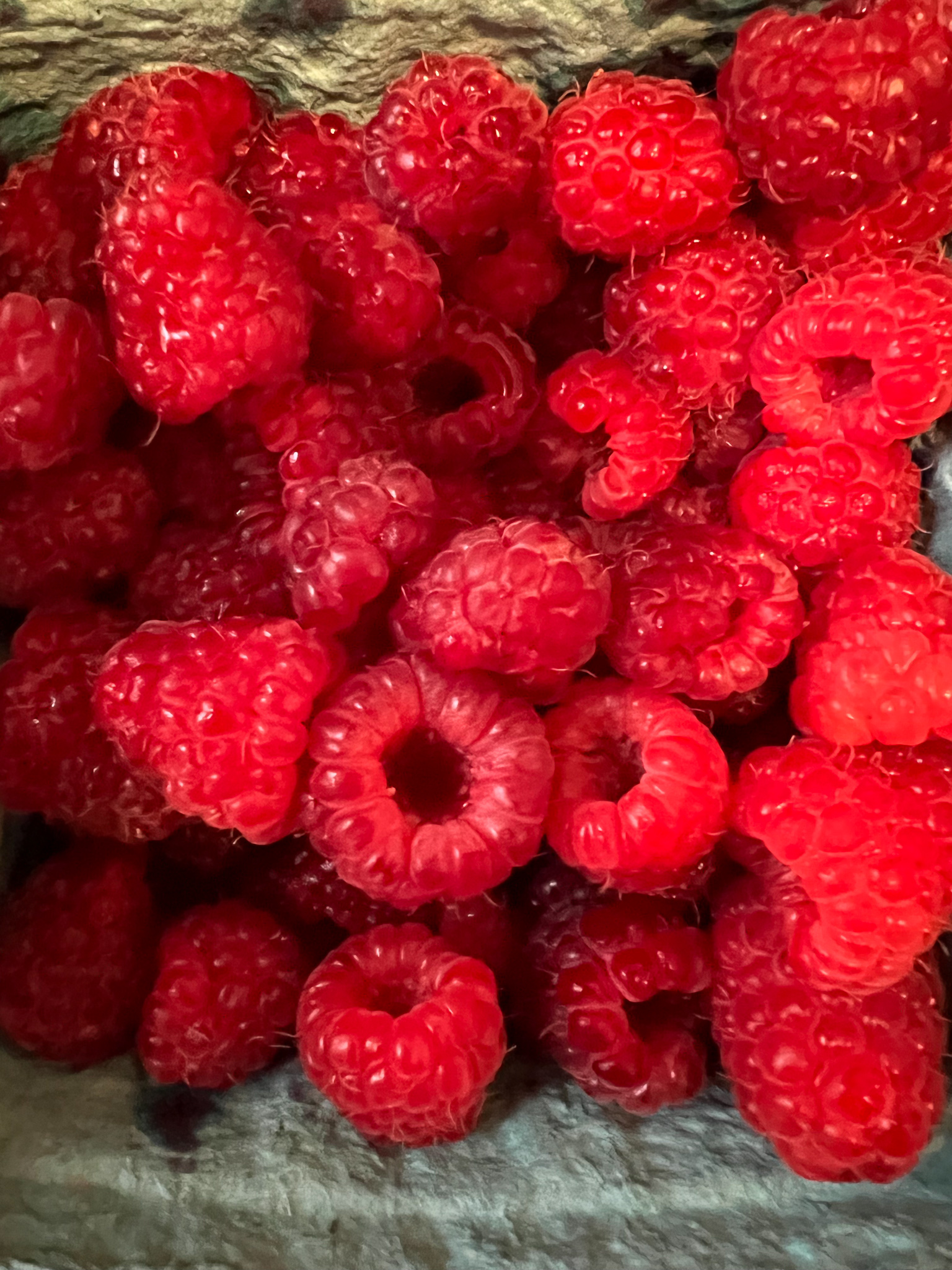 raspberries in a box
