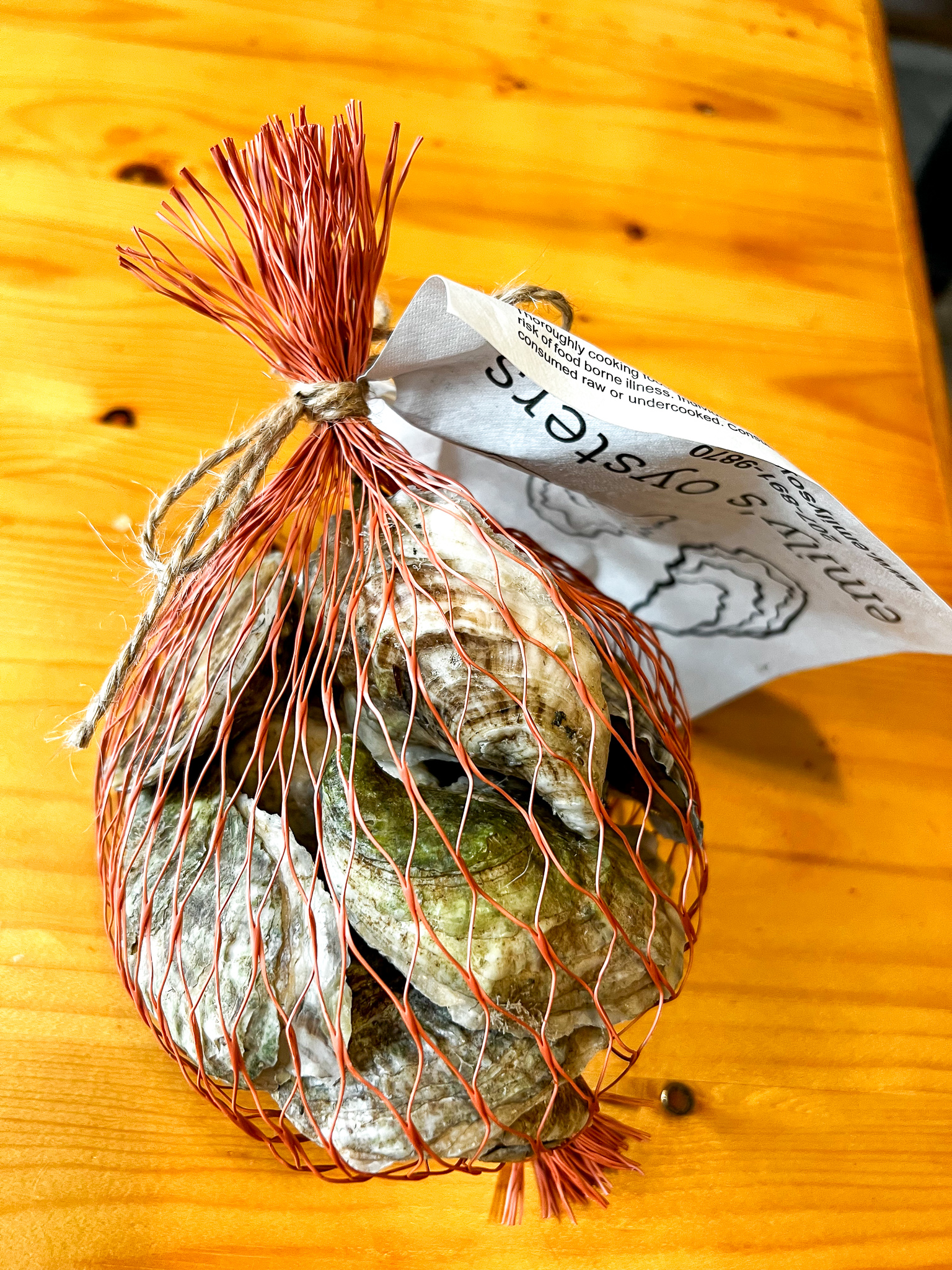 emily's oysters in a bag