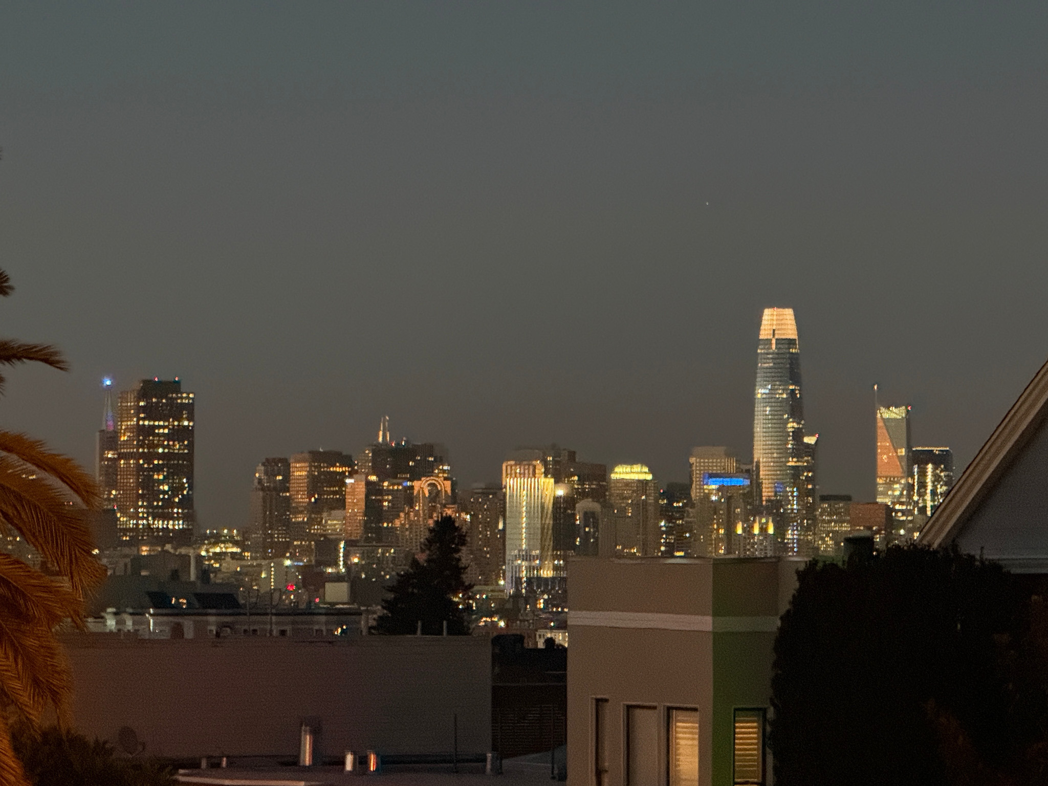 view of SF at night