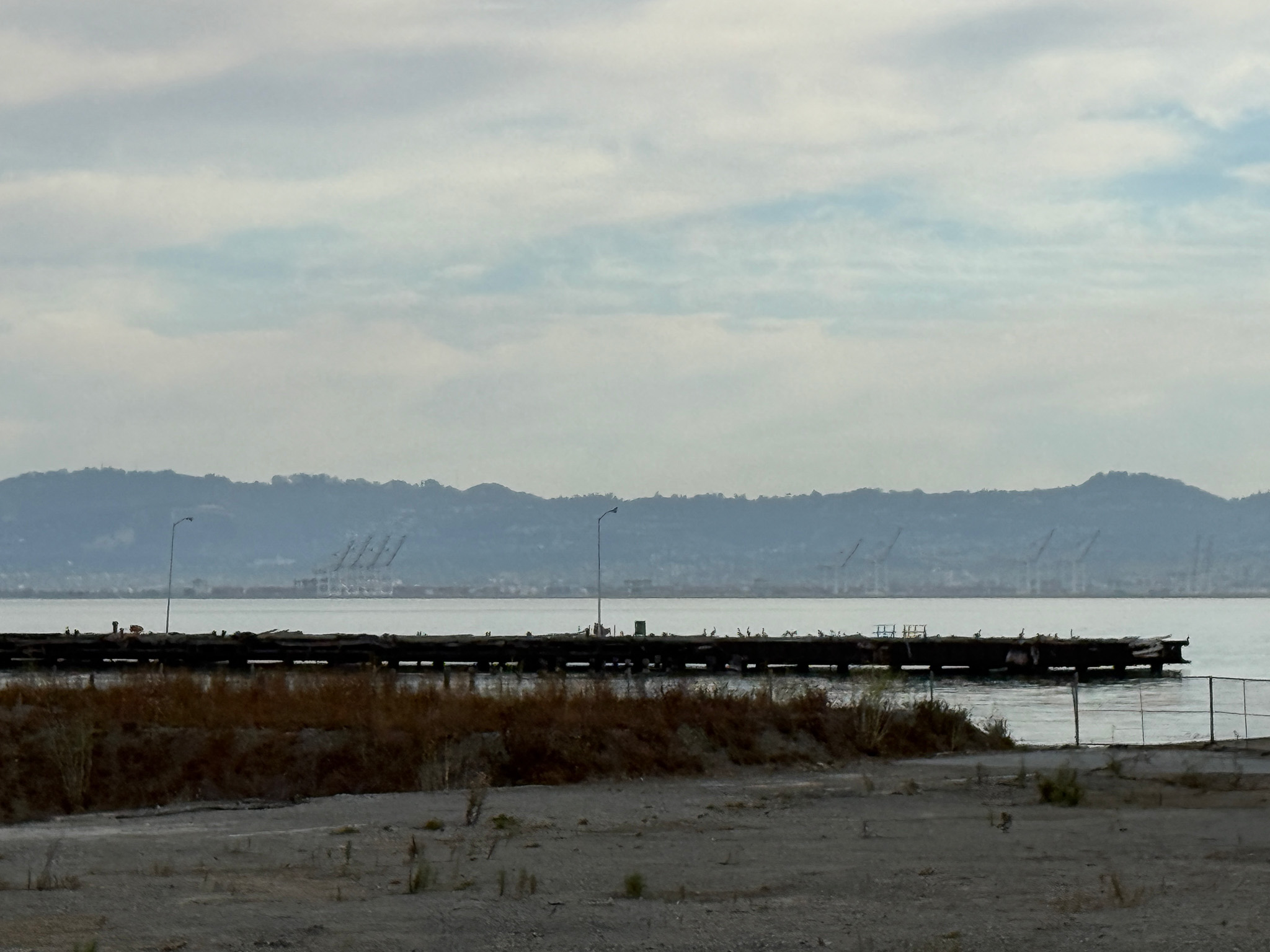 dock in SF Bay with air pollution